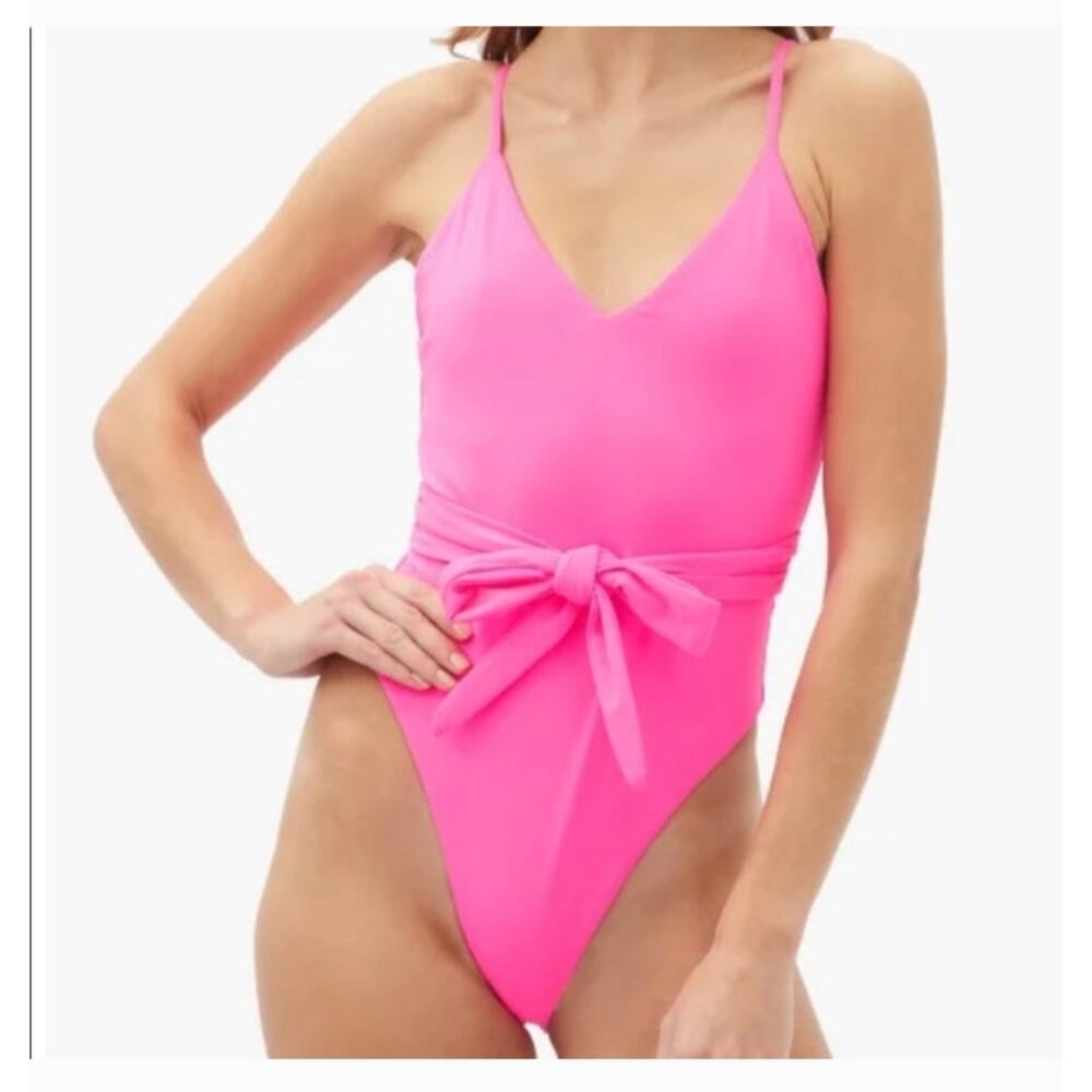 Mara Hoffman Gamela Tie-Front Pink Swimsuit Size:‎ M